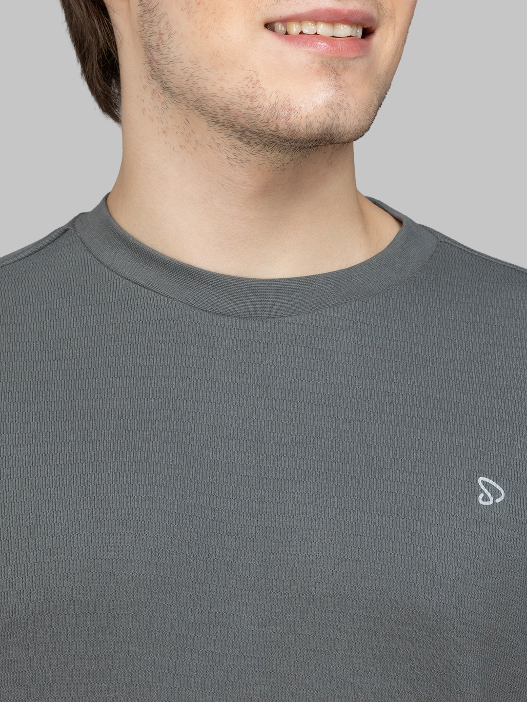 Sporto Men's Hexa-knit Round Neck Full Sleeve Charcoal Sweatshirt