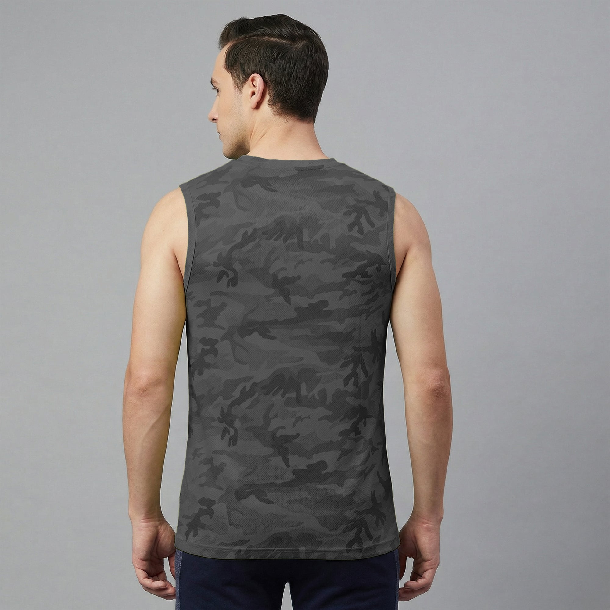Sporto Men's InstaCool CH Camo Printed side mesh Muscle Vest Anti odour and Moisture Wicking