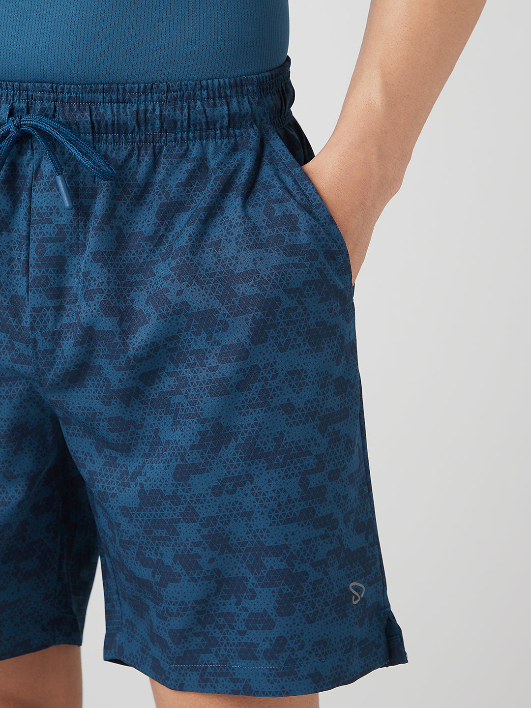 Sporto Men's Techno Printed Dry Fit Bermuda Short - Airforce