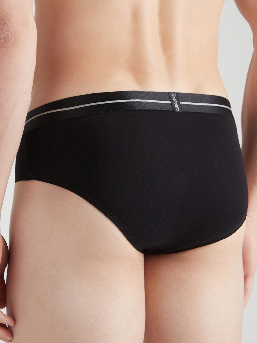 Sporto Metal Brief for Men | Cotton Spandex Mid-Rise Brief with Soft Shiny Waistband | Pack of 2 (Black & Navy)