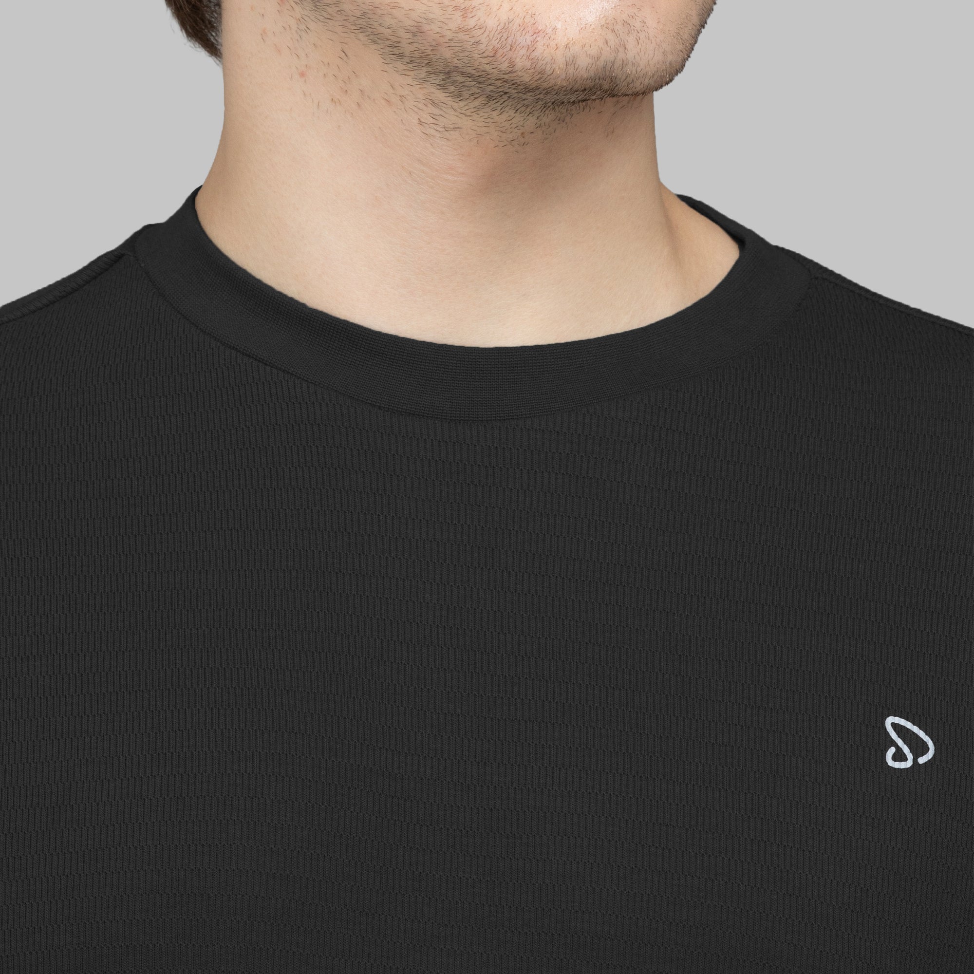 Sporto Men's Hexa-knit Round Neck Full Sleeve Black Sweatshirt