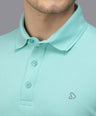 Sporto Men's Anti Wrinkle Popcorn Solid Island Paradise Polo  T-shirt