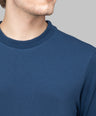Sporto Men's Hexa-knit Round Neck Full Sleeve Denim Blue Sweatshirt