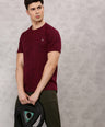 Sporto Men's Instacool Printed Jersey Round Neck Tee - Wine