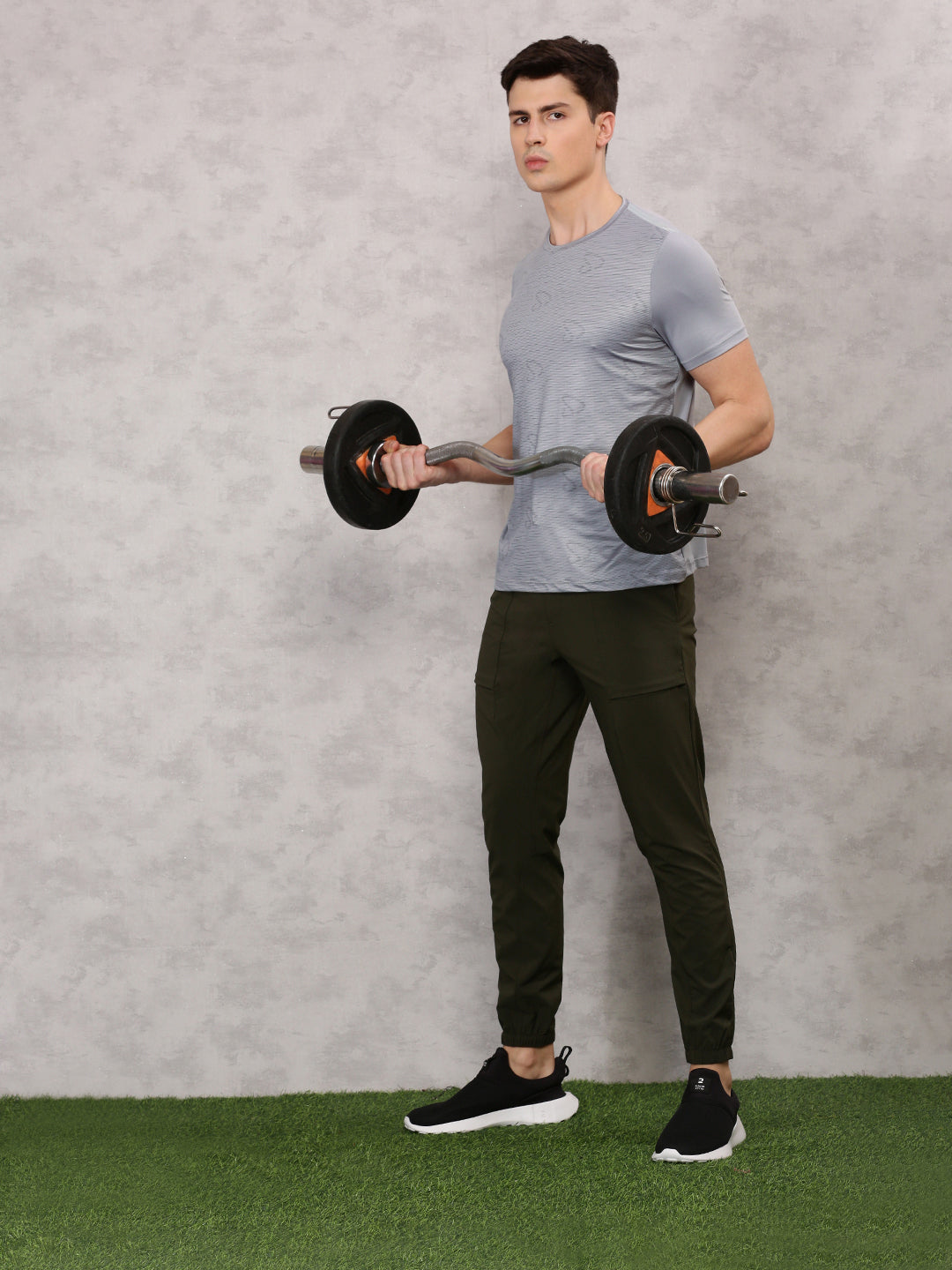 Instacool Printed Round Neck Tee - Grey