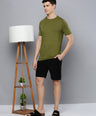 Sporto Men's Fluid Cotton Round Neck T-shirt - Olive Branch