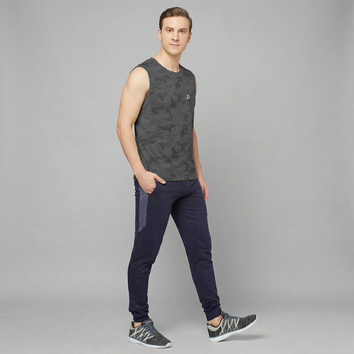 InstaCool Camo Printed side mesh Muscle Vest Anti odour and Moisture Wicking