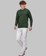 Sporto Men's Hexa-knit Round Neck Full Sleeve Dark Green Sweatshirt