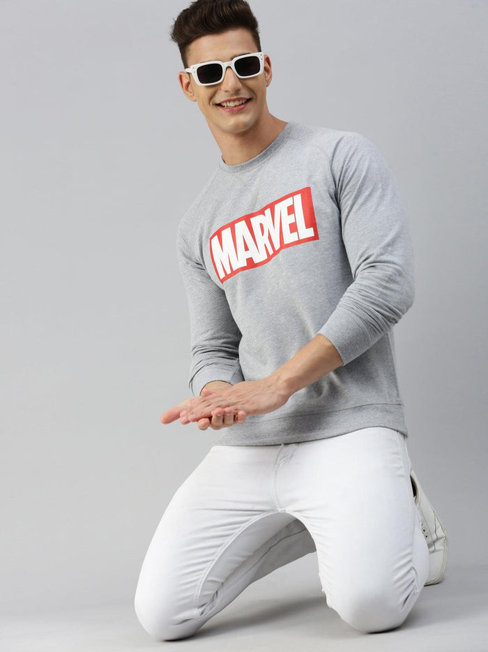 Sporto Marvel Printed Sweatshirt for Men | Grey Melange