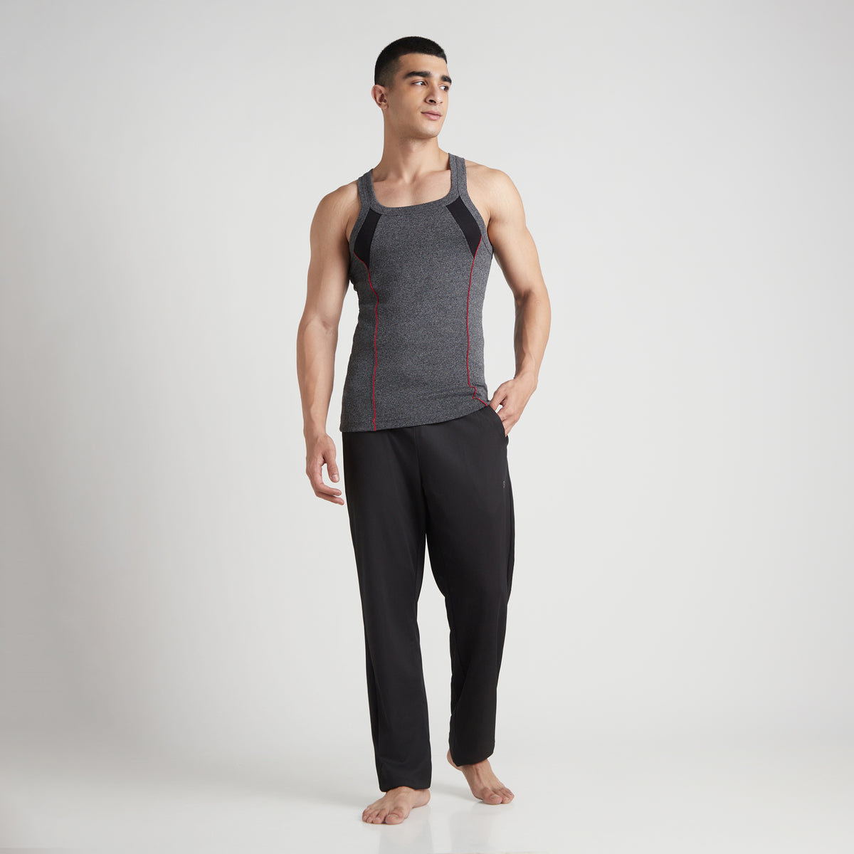 Sporto Men's  Cotton  Gym Vest with Side Contrast  Panel Multicolour Pack of 3