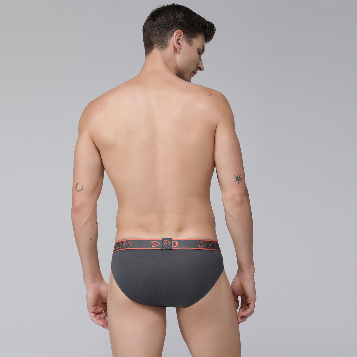 Sporto Men's Cotton Brief - Charcoal
