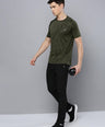 Sporto Men's Insta cool Printed Jersey Round Neck Tee - Olive