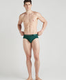 Sporto Metal Brief for Men | Cotton Spandex Mid-Rise Brief with Soft Shiny Waistband | Pack of 3 (Deep Green, Teal & Wine)