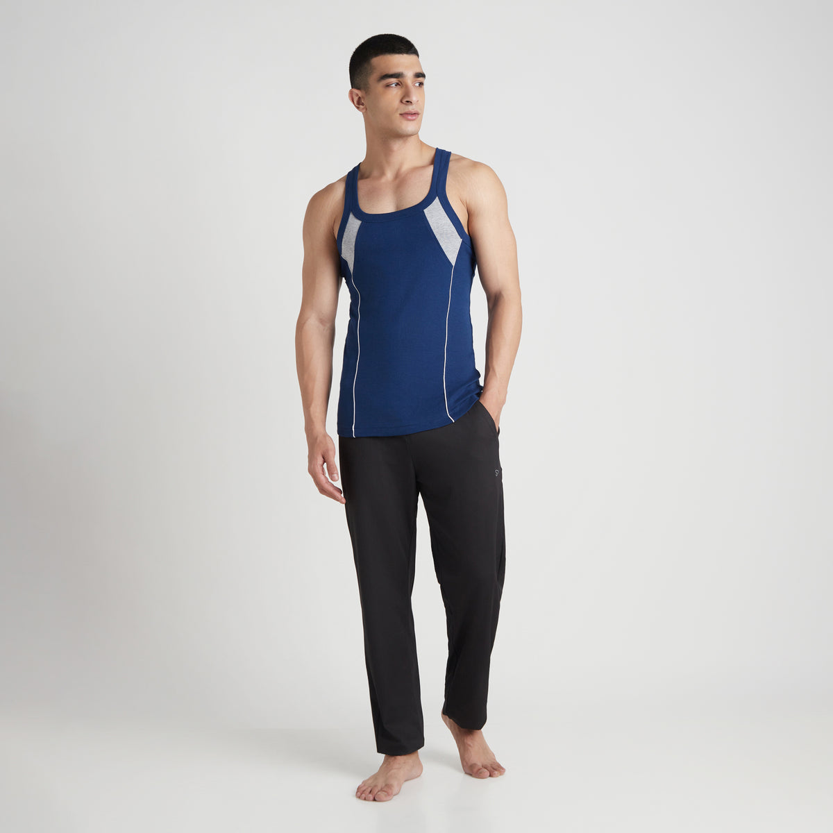 Sporto Men's  Cotton  Gym Vest with Side Contrast  Panel Multicolour Pack of 3