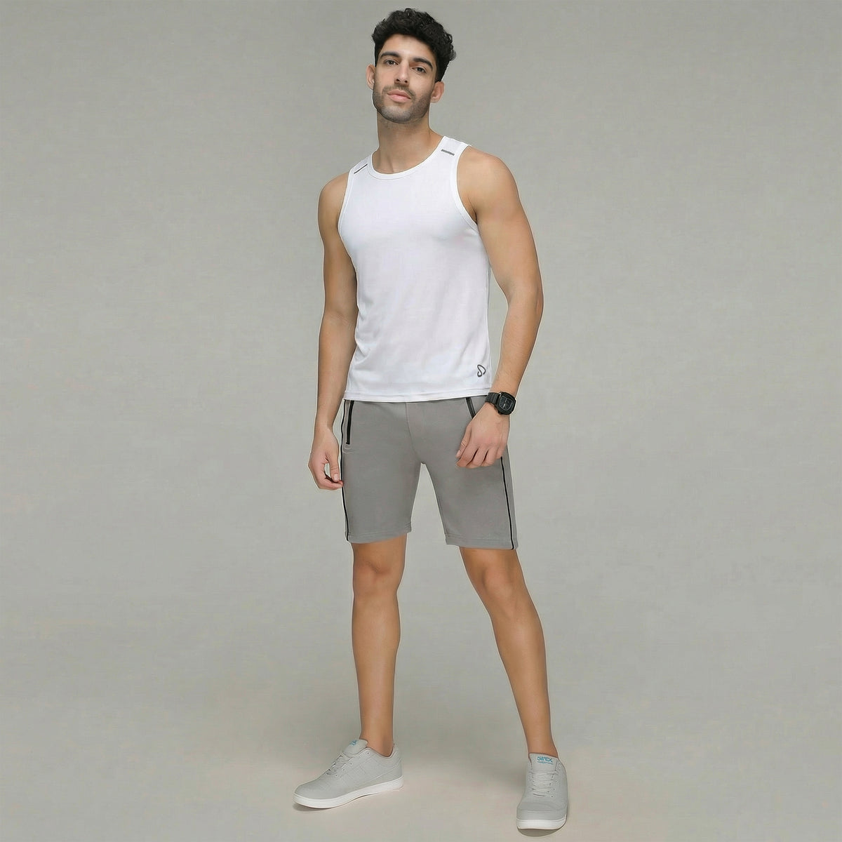 Sporto Men's InstaCool WHT  Solid Muscle Vest Anti odour and Moisture Wicking
