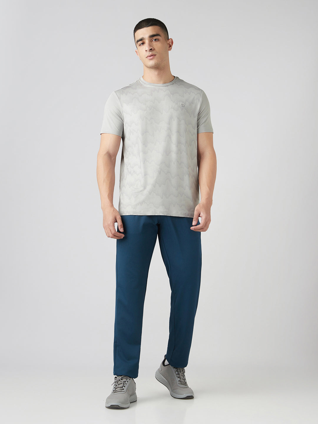Instacool Printed Round Neck Tee - Grey