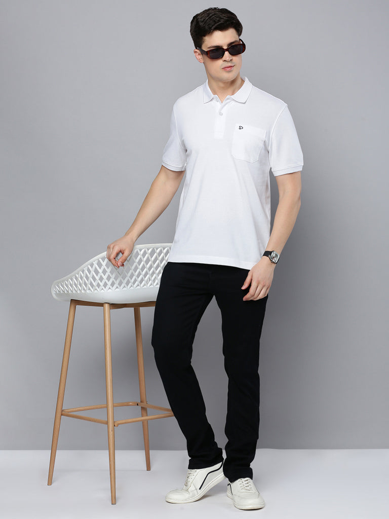 Sporto Men's Polo T-shirt With Pocket - White
