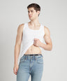 Sporto Men's Cotton White Derby Vest - Ribbed Fabric (Pack Of 3)