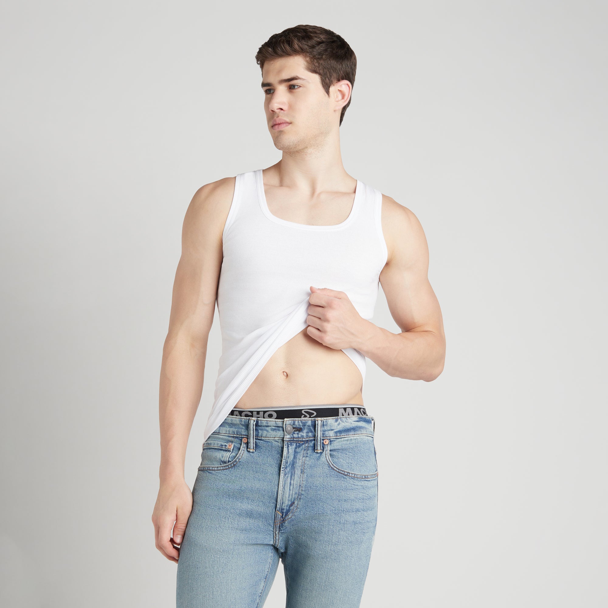 Sporto Men's Cotton White Derby Vest - Ribbed Fabric (Pack Of 3)
