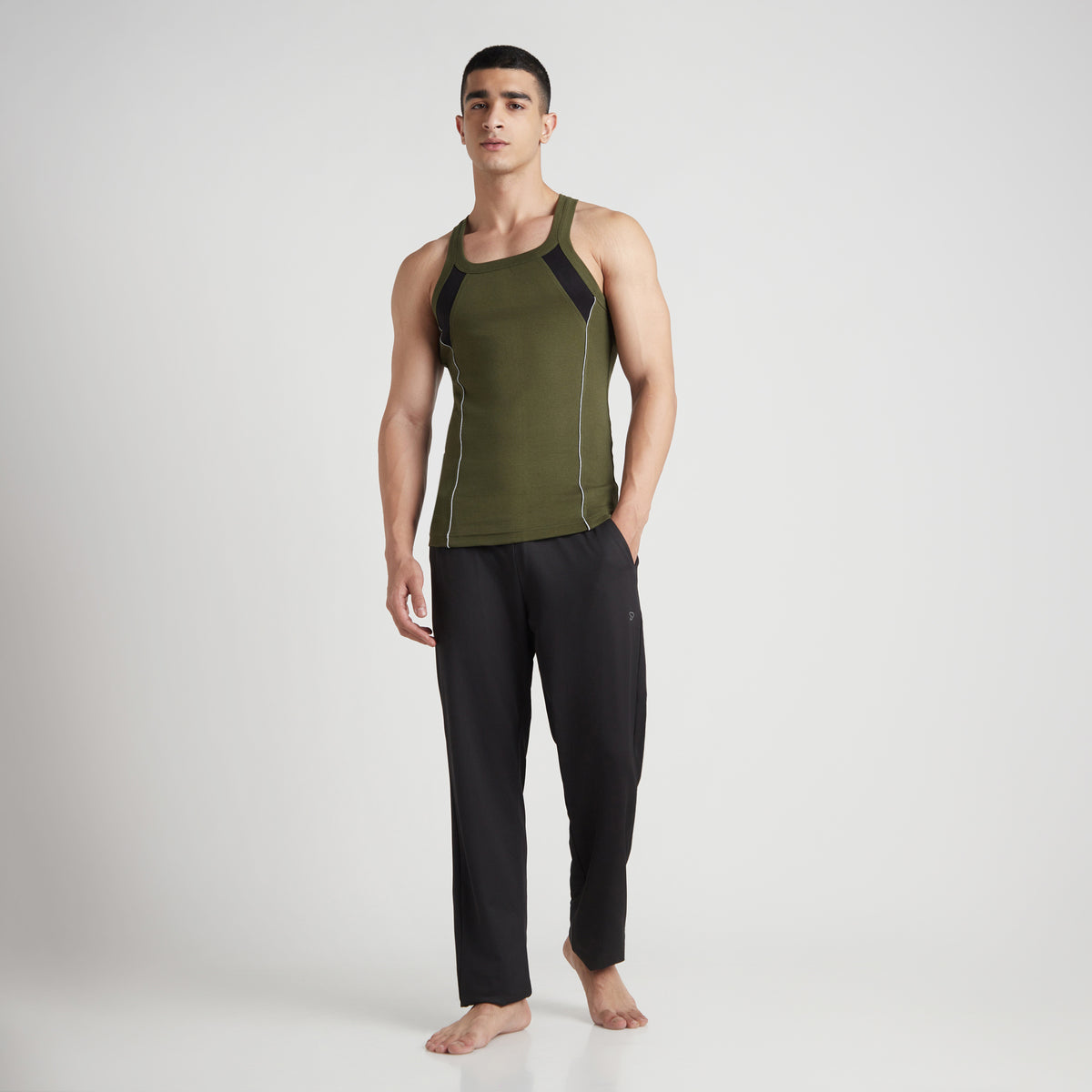 Sporto Men's  Cotton  Gym Vest with Side Contrast  Panel Multicolour Pack of 3