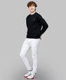 Sporto Men's Ribbed stripe Round Neck Black Sweatshirt
