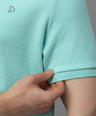 Sporto Men's Anti Wrinkle Popcorn Solid Island Paradise Polo  T-shirt