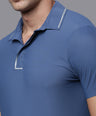Sporto Men's Anti wrinkle and Light weight Solid  Navy Polo T-shirt