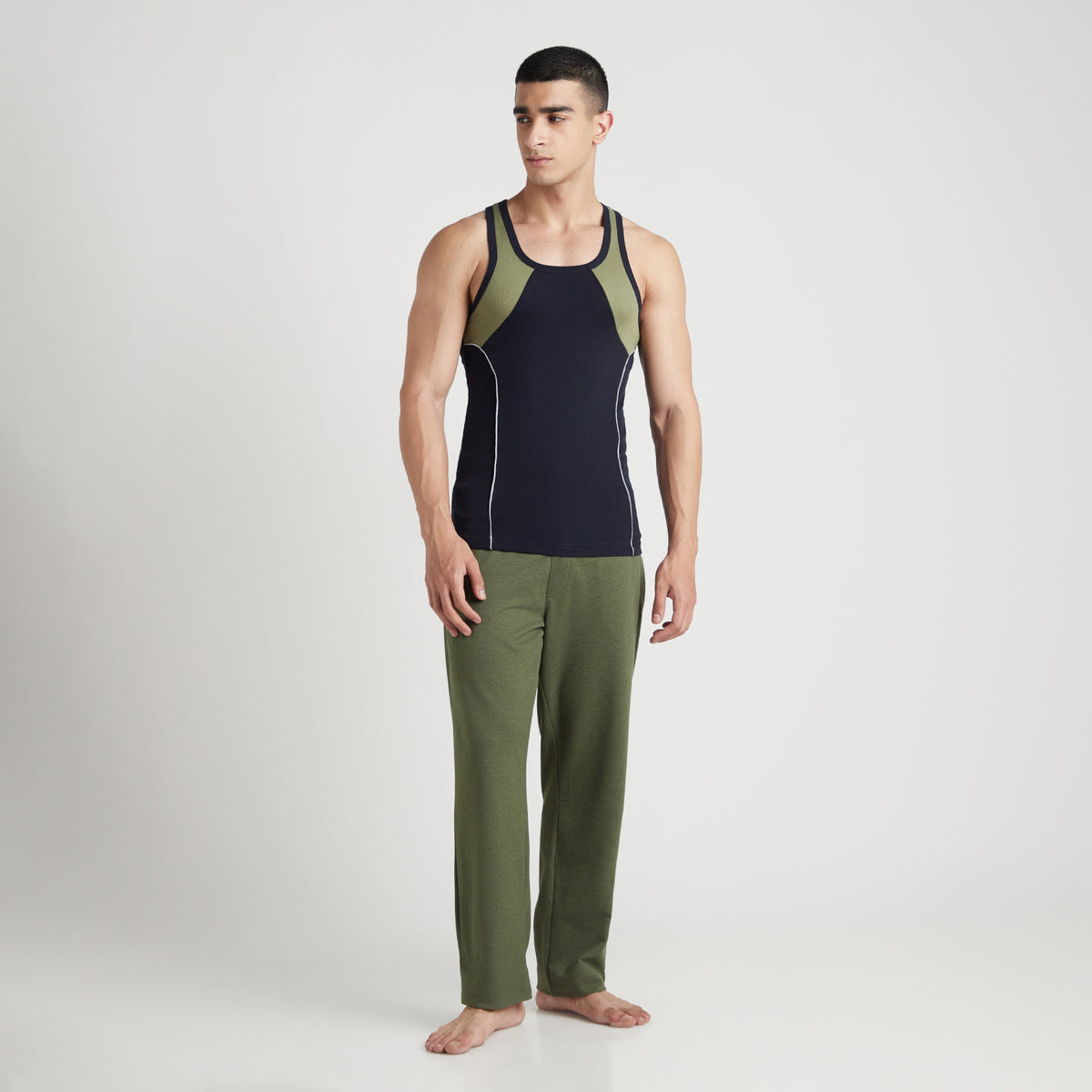 Sporto Men's  Cotton  Gym Vest with  Contrast  Panel Multicolour Pack of 3