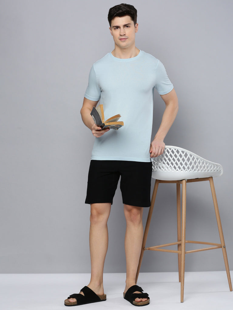 Sporto Men's Fluid Cotton Round Neck T-shirt - Ocean Aqua