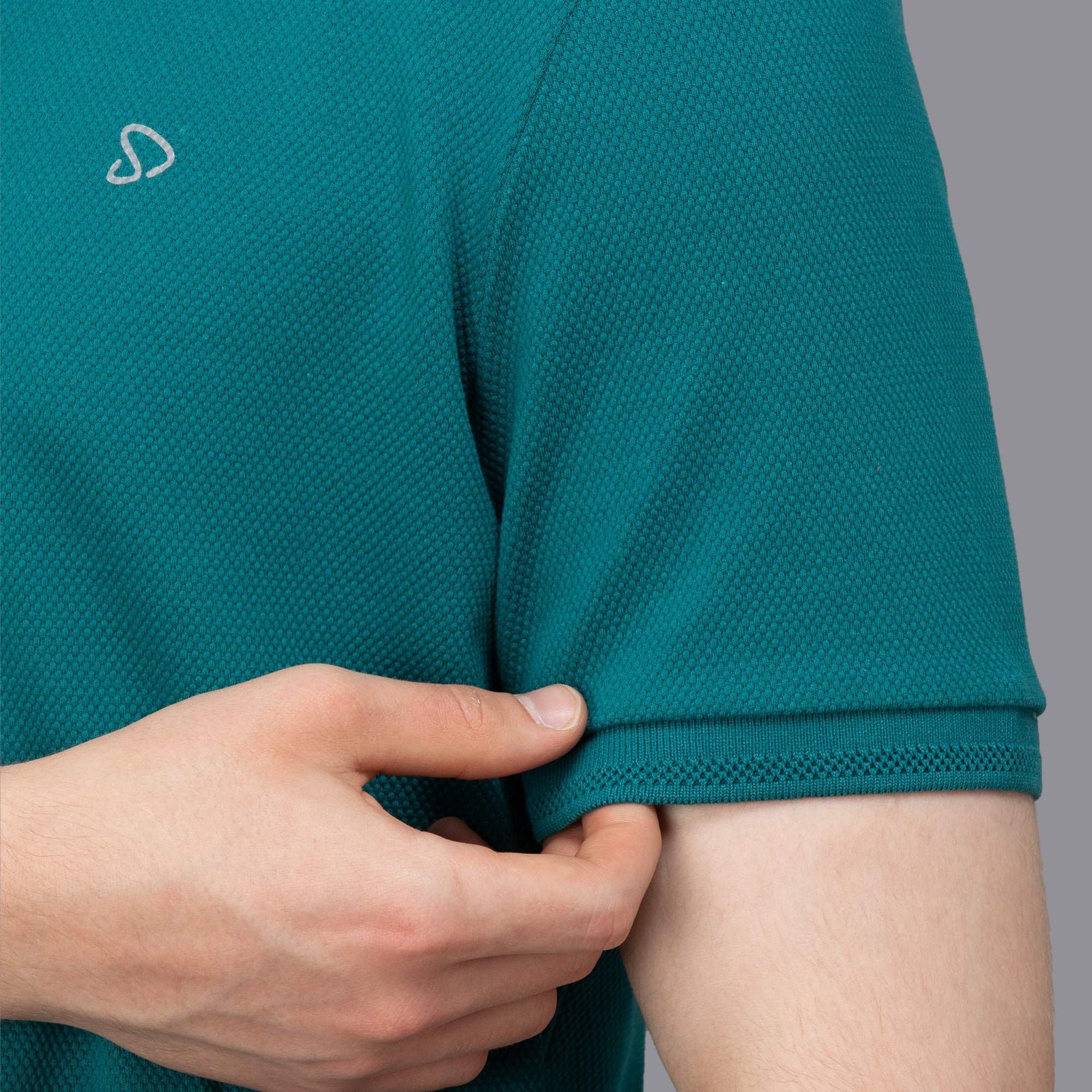 Sporto Men's Anti Wrinkle Popcorn Solid Teal Polo T-shirt