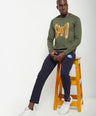 Sporto Crew Neck Printed Sweatshirt - Olive
