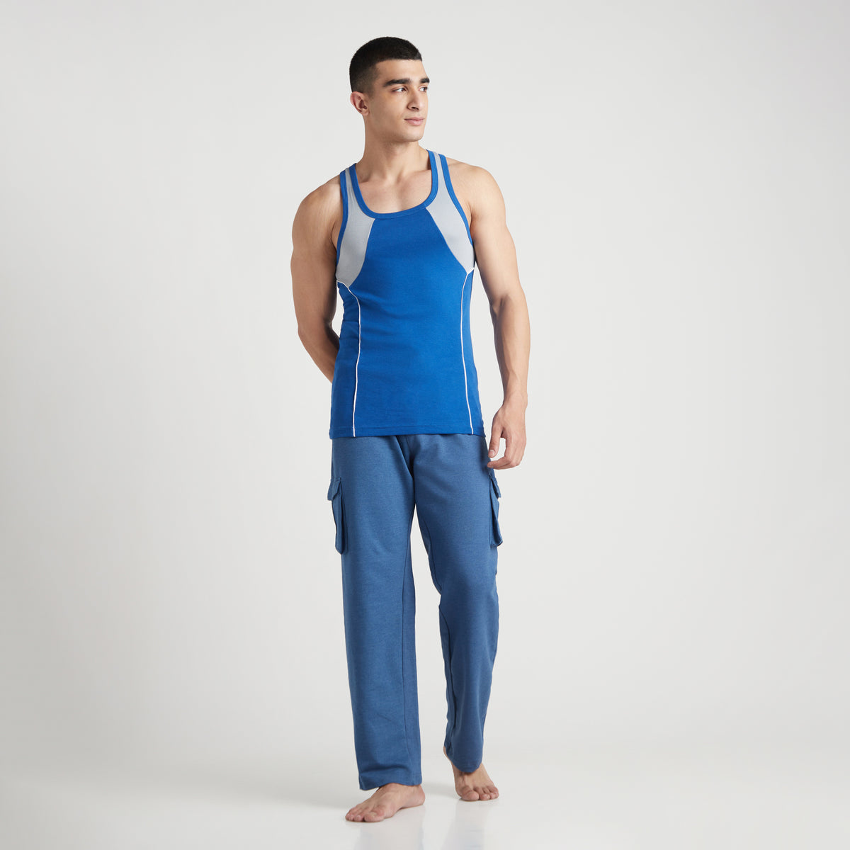 Sporto Men's  Cotton  Gym Vest with  Contrast  Panel Multicolour Pack of 3