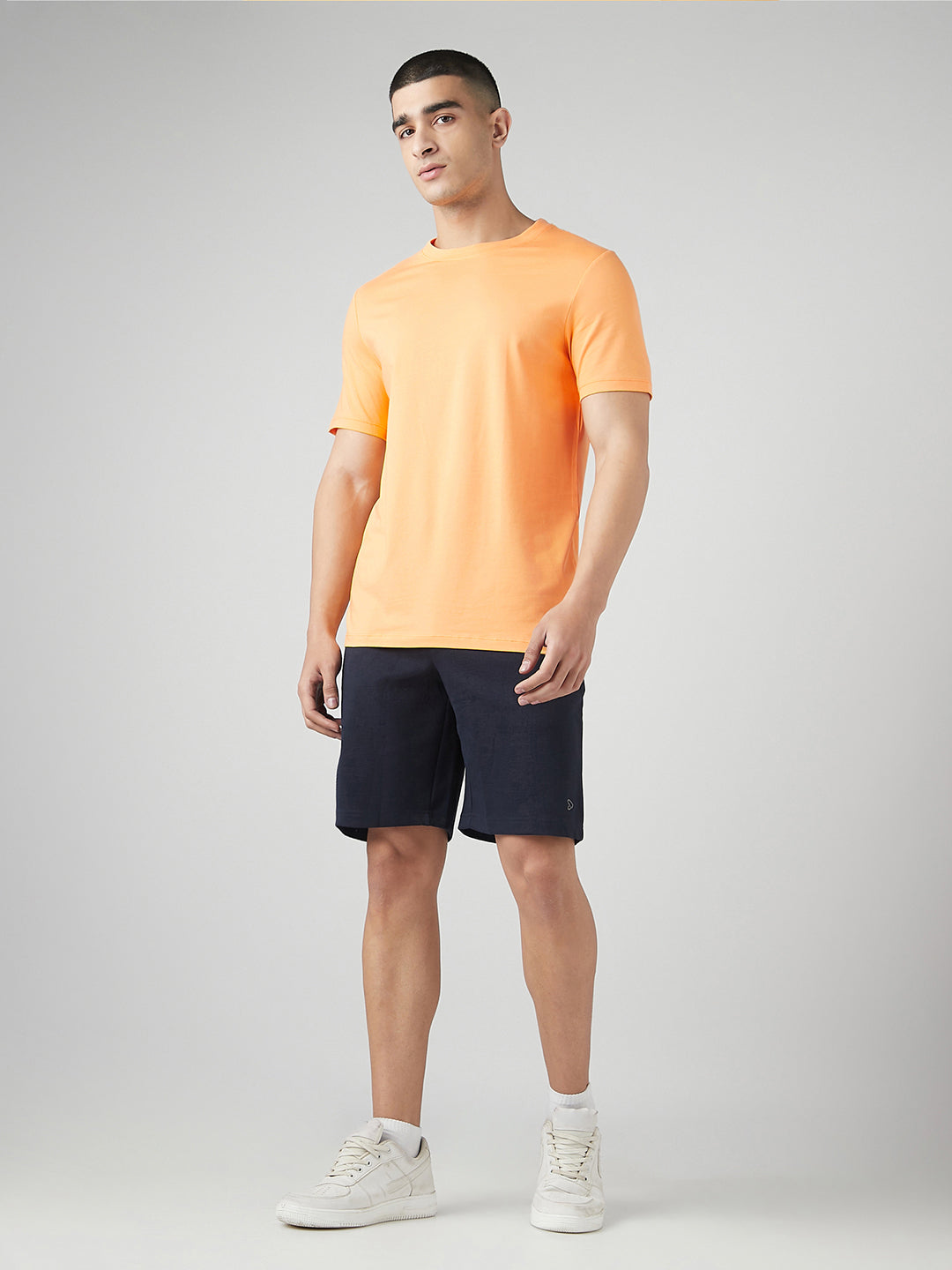 Sporto Men's Fluyid Cotton Round Neck T-shirt - Musk Melon