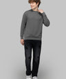 Sporto Men's Hexa-knit Round Neck Full Sleeve Charcoal Sweatshirt