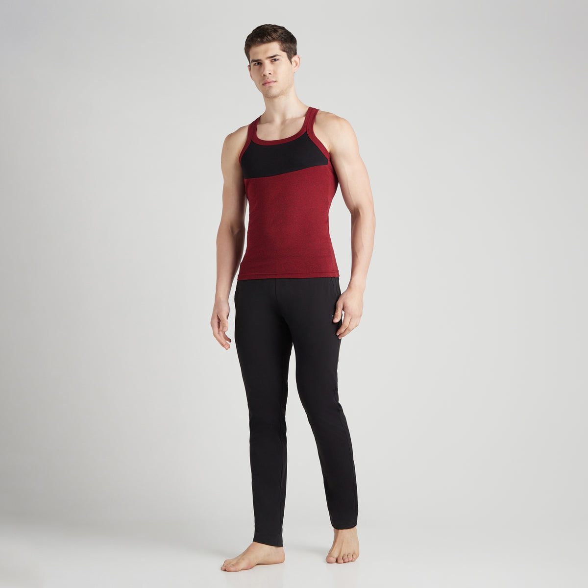 Sporto Men's  Cotton  Gym Vest with  Contrast  Panel Multicolour Pack of 3