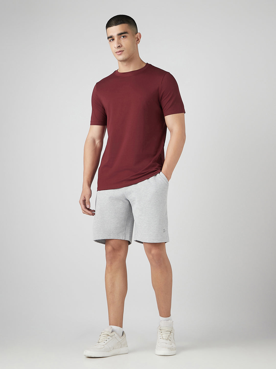 Sporto Men's Fluyid Cotton Round Neck T-shirt - Ruby Red