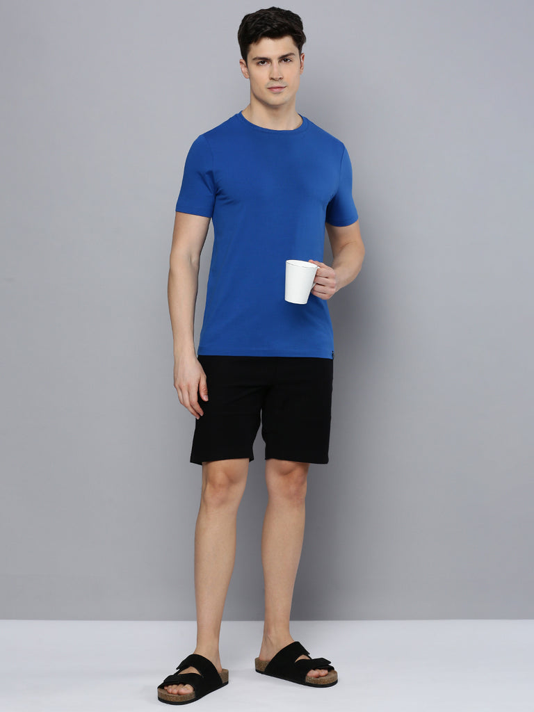 Sporto Men's Fluid Cotton Round Neck T-shirt - Sky Driver