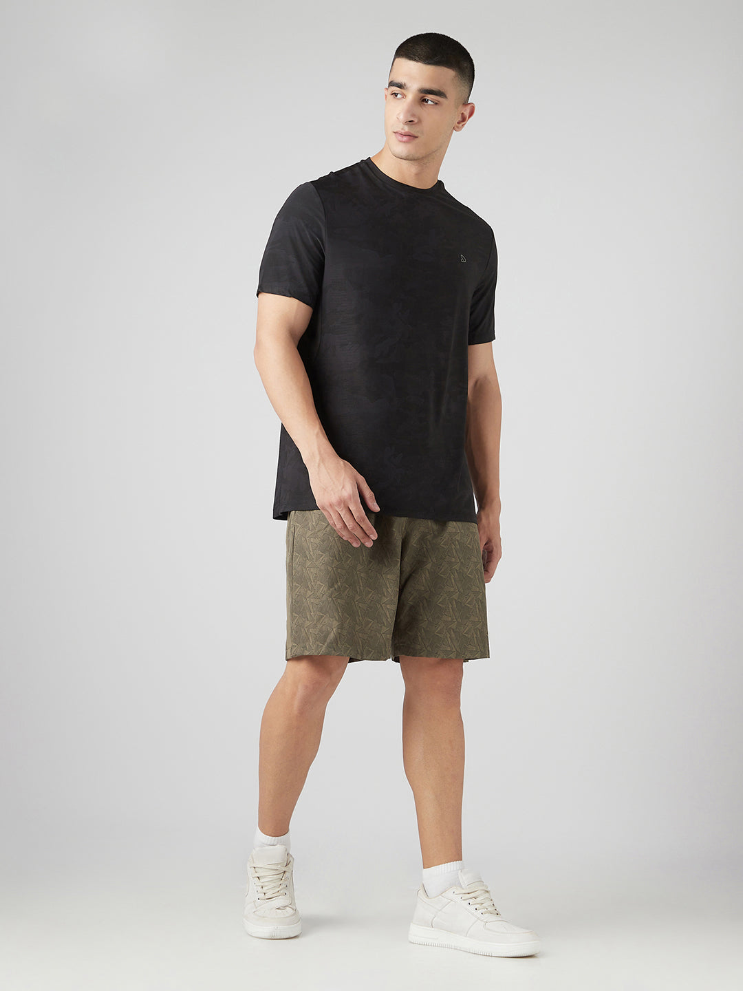 Instacool Printed Jersey Tee with Side Mesh - Black