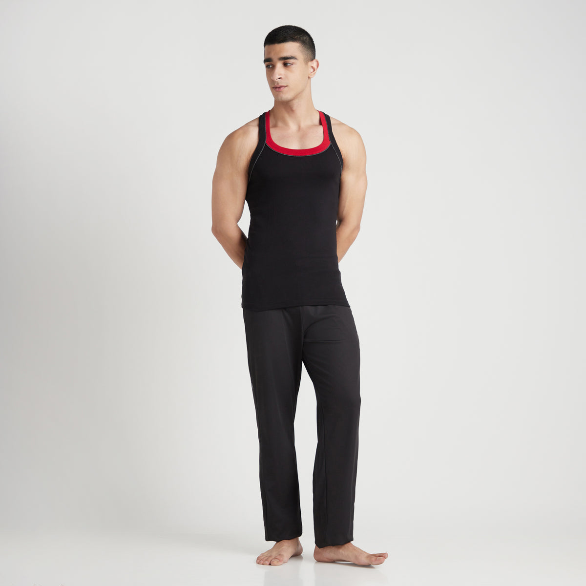Sporto Men's  Cotton  Gym Vest with  Contrast  Panel Multicolour Pack of 2