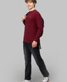 Sporto Men's Hexa-knit Round Neck Full Sleeve Red Wine Sweatshirt