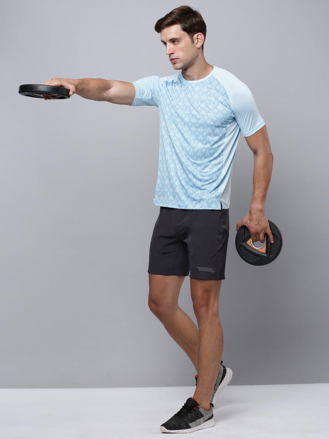 Sporto Men's Instacool Printed Jersey Tee - Light Blue