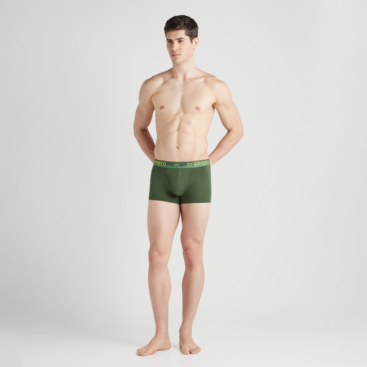 Sporto Men's Cotton Square Trunks - Olive