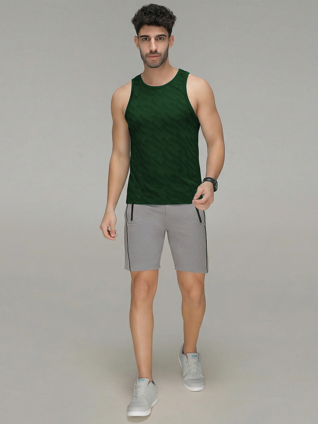 Sporto Men's InstaCool Self design Muscle Vest Anti OL odour and Moisture Wicking