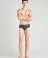 Sporto Metal Brief for Men | Cotton Spandex Mid-Rise Brief with Soft Shiny Waistband | Pack of 2 (Charcoal & Light Grey)