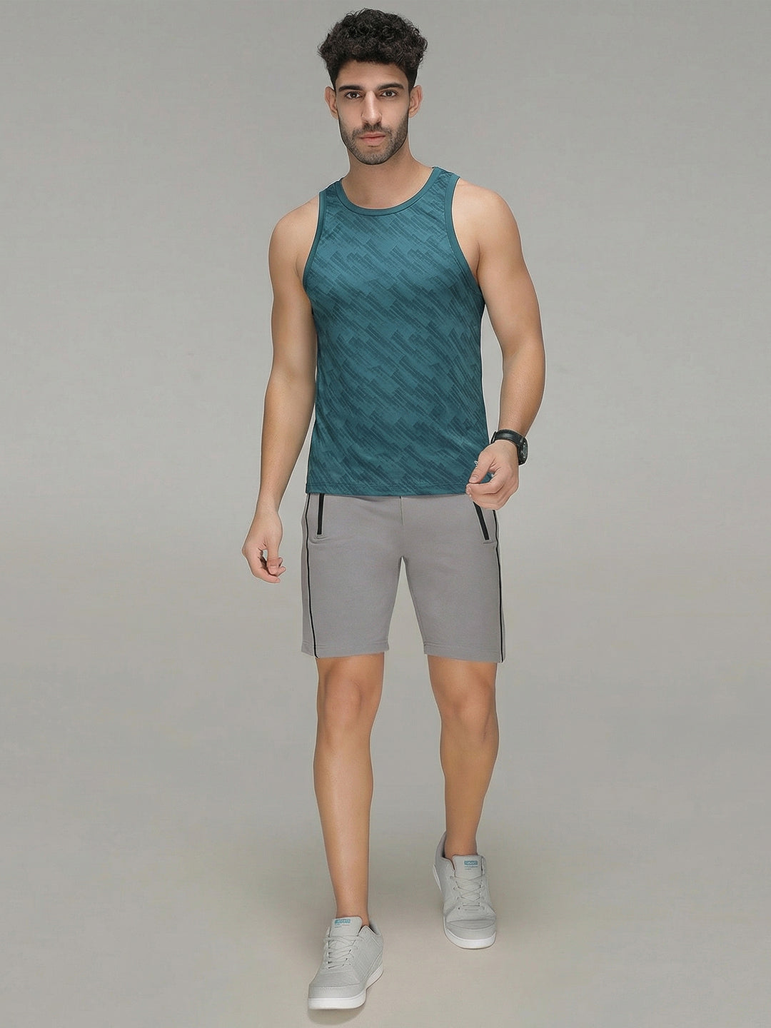 Sporto Men's InstaCool Self design Muscle Vest Anti PB odour and Moisture Wicking