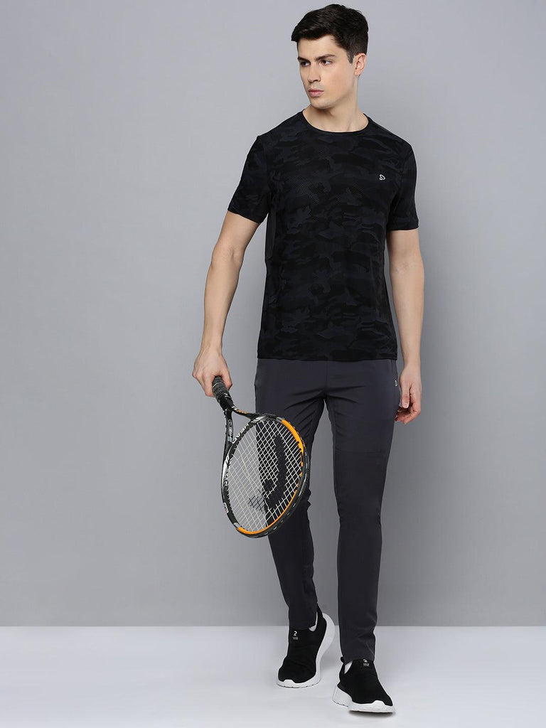 Sporto Men's Insta cool Printed Jersey Tee with Side Mesh - Black