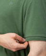 Sporto Men's Anti Wrinkle Popcorn Solid Stone Green Polo  T-shirt