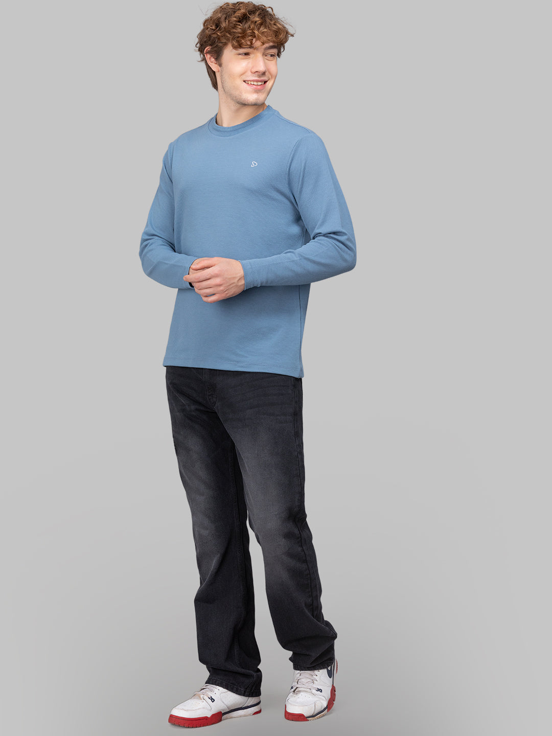 Sporto Men's Hexaknit Fullsleeve  Winterblue T-shirts