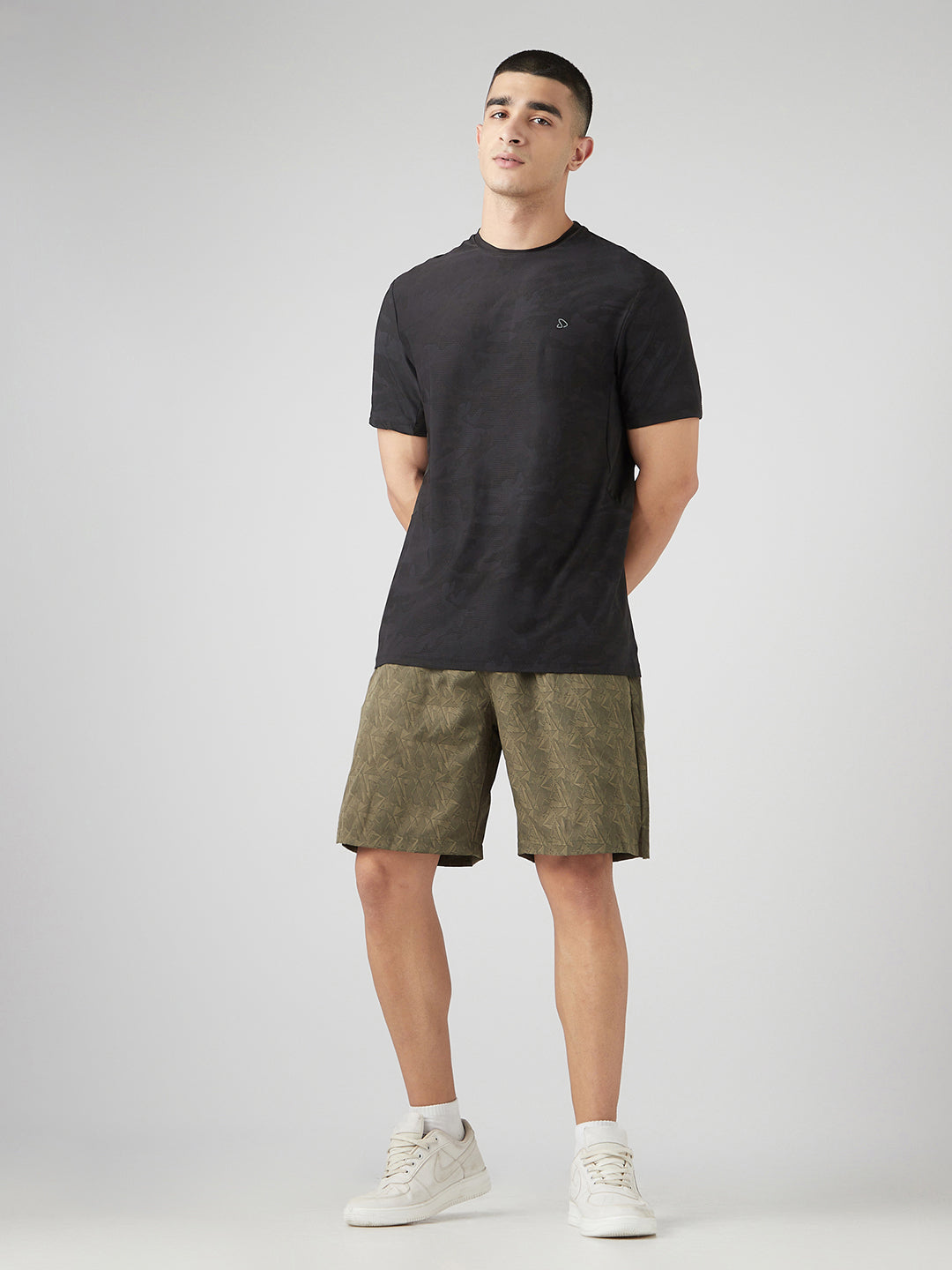 Sporto Men's Techno Printed Dry Fit Bermuda Short - Olive