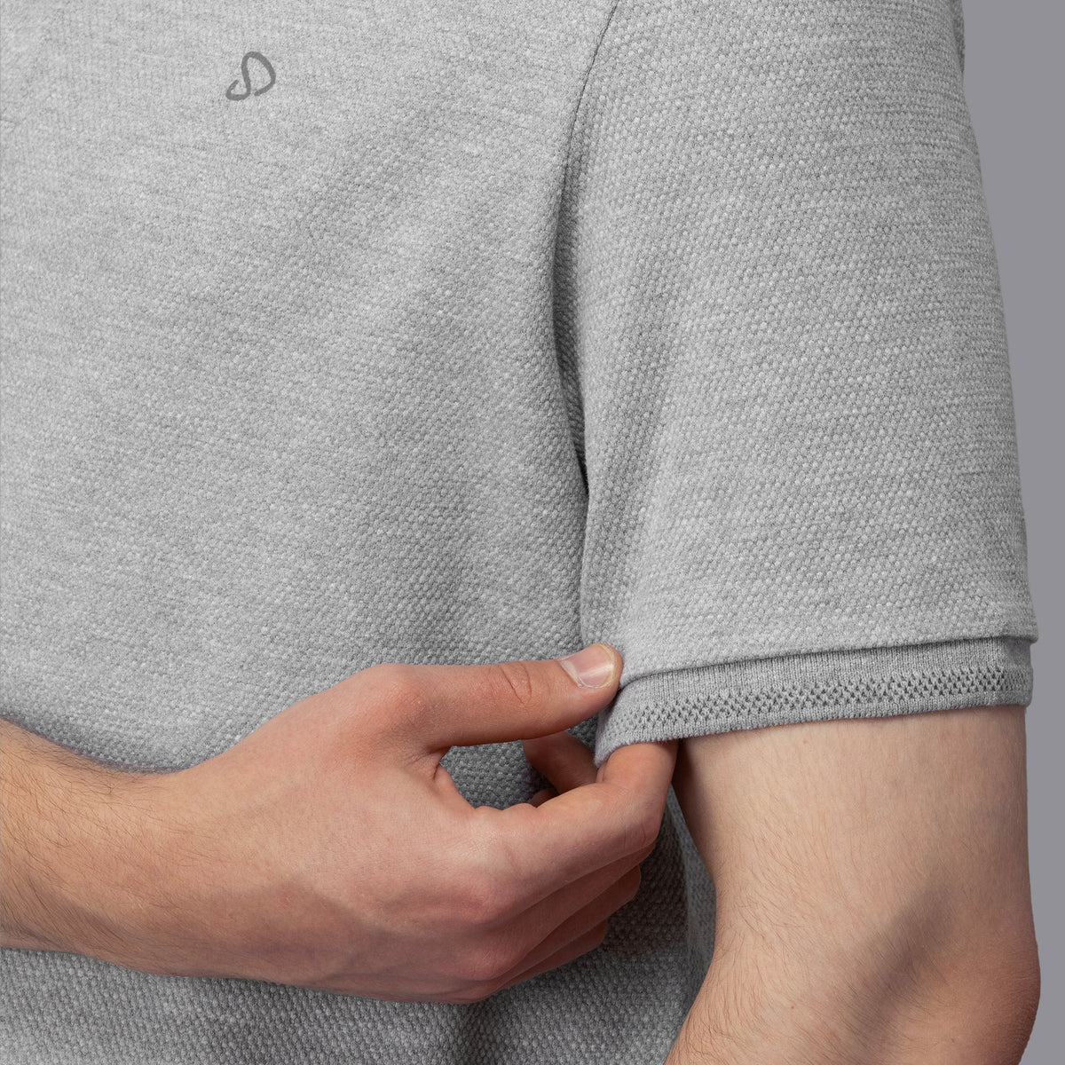 Sporto Men's Anti Wrinkle Popcorn Solid Grey Milange Polo  T-shirt